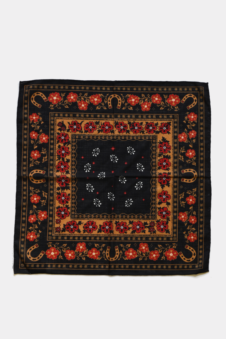 Western Floral Horseshoe 100% Wool Bandana