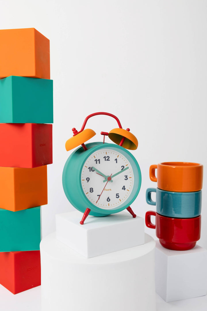 Retro Blue and Yellow Alarm Clock
