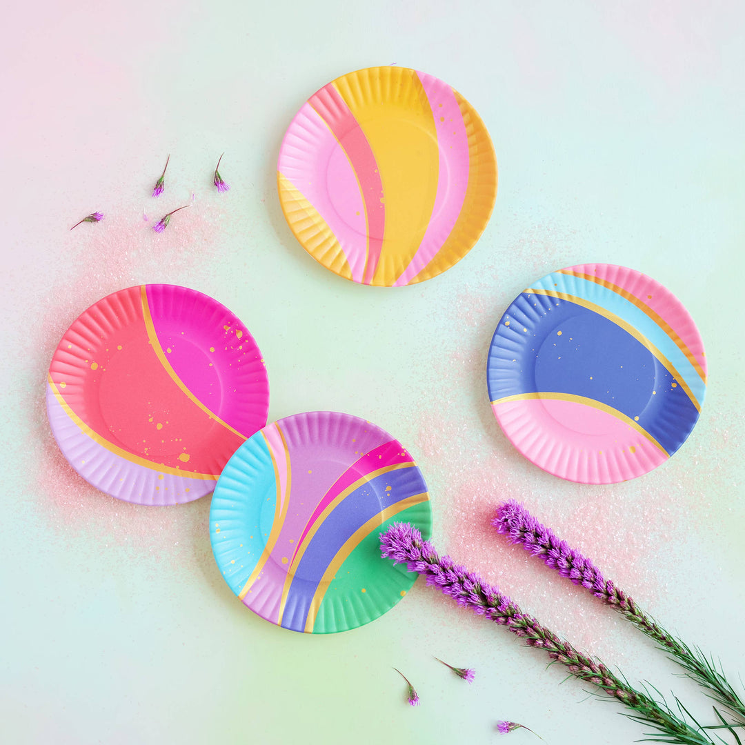 Glitterville Color Couture Stripe Plate, Small, Melamine