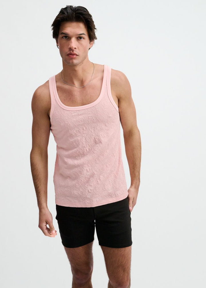 Petal Stretch Floral Textured Knit Tank St-11140
