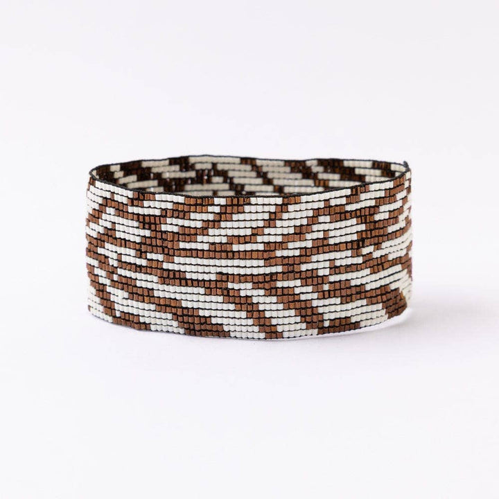 Brooklyn Zebra Print Beaded Stretch Bracelet Bronze