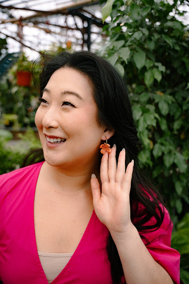 Primrose Hoop Earrings - Tangerine Orange