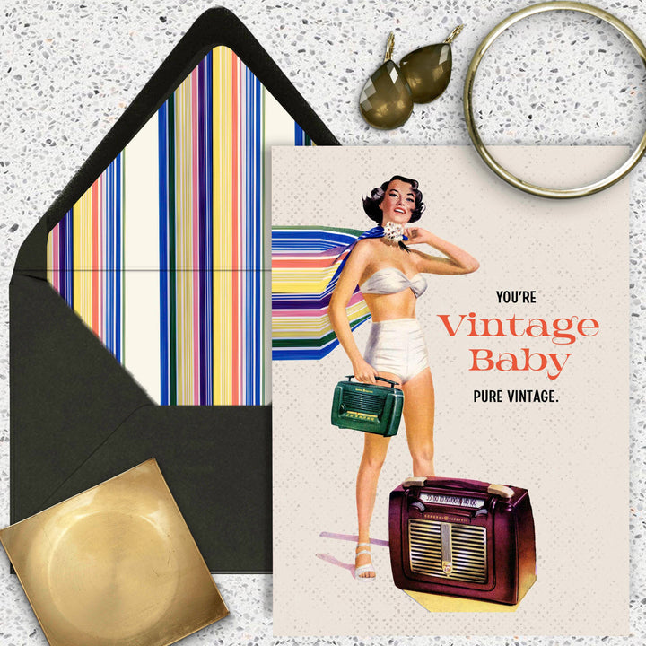 Vintage Baby Mid Century Modern Woman Birthday Greeting Card