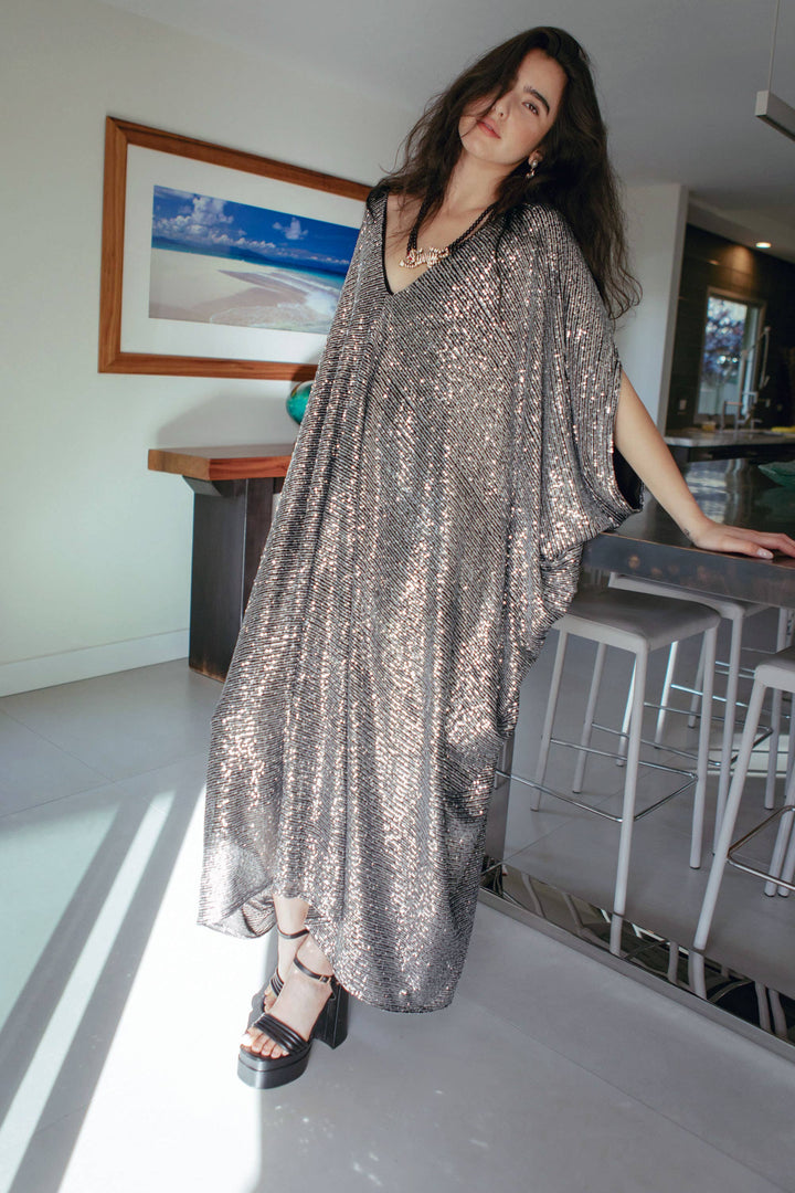 Gunmetal Sequin Caftan