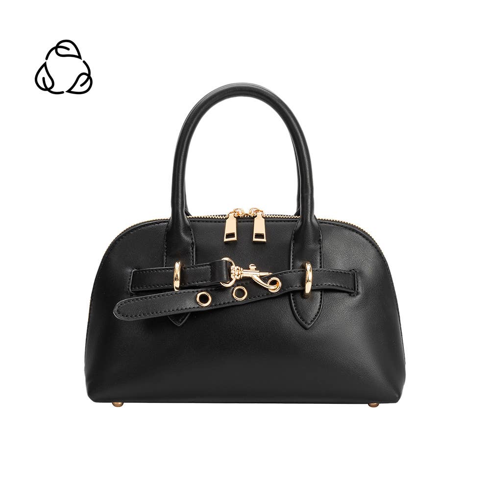 Rue Black Recycled Vegan Leather Top Handle Bag