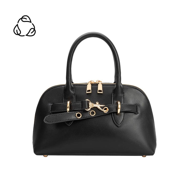 Rue Black Recycled Vegan Leather Top Handle Bag