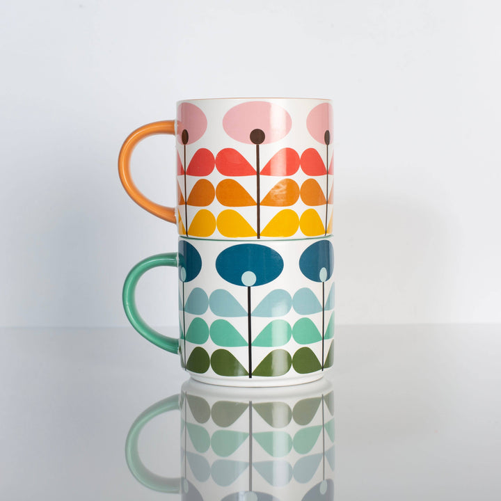 Pink Mid-Century Modern Flower Stackable Coffee Mug