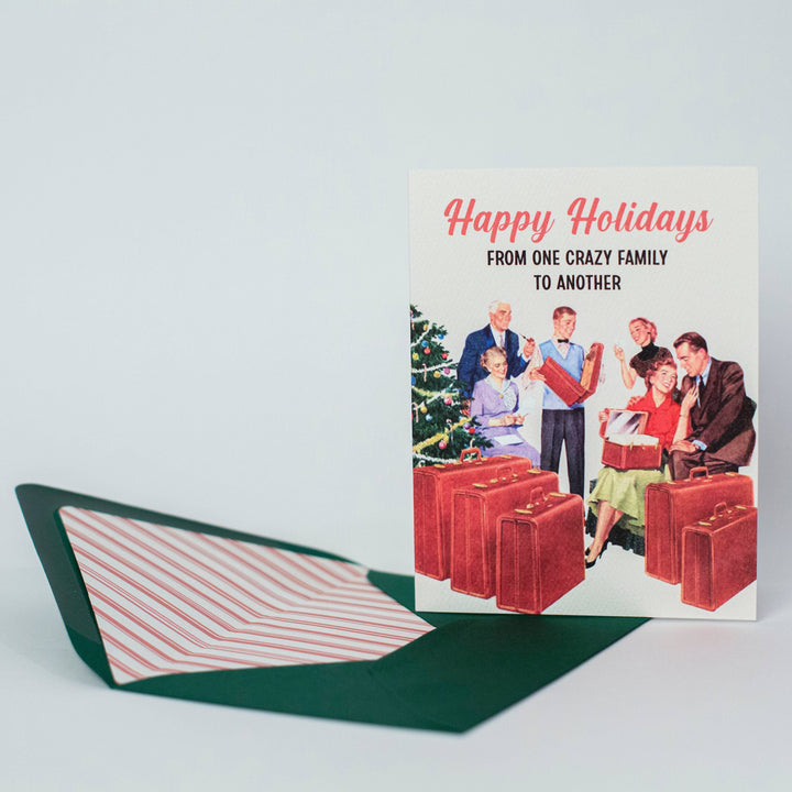 Crazy Family Christmas Funny Mid Century Greeting Card