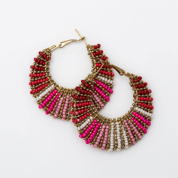 Ryliana Wrapped Seed Bead Nickel-Free Hoop Earrings