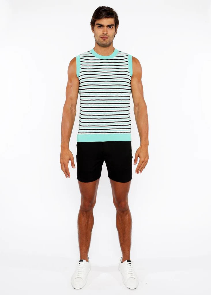 Bud/Midnight Stripe Open Knit Vest St-24302