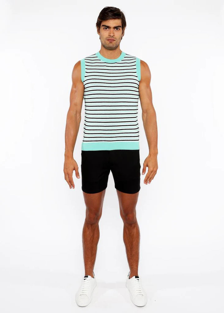 Bud/Midnight Stripe Open Knit Vest St-24302