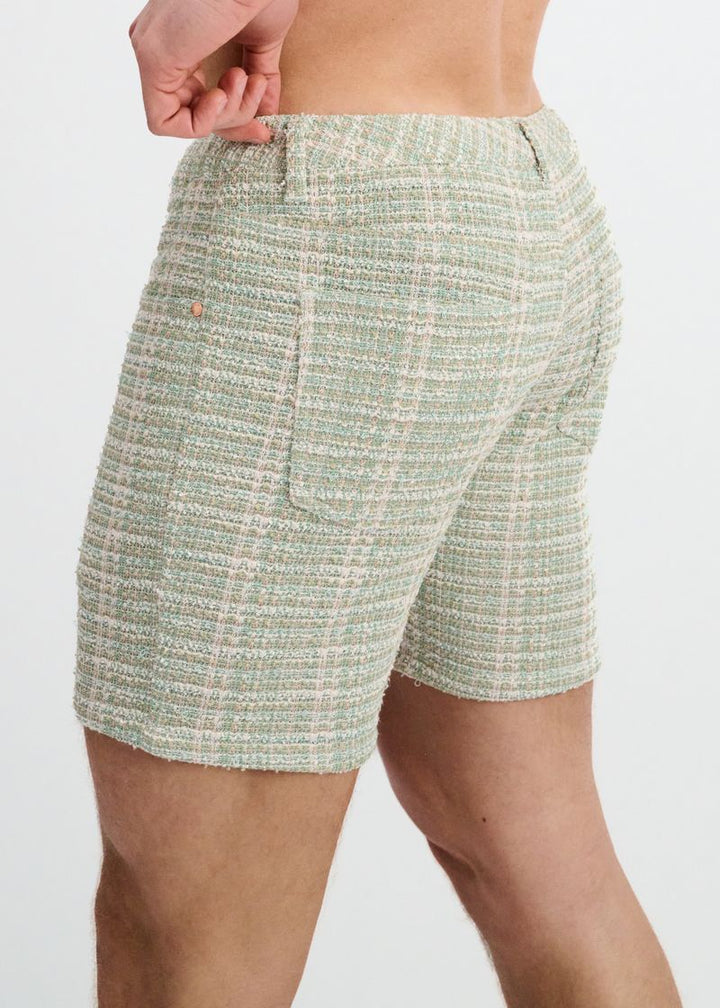 Clover 5" Inseam Tweed-Look Jacquard Stretch Knit Jeans Shorts St-1932-103