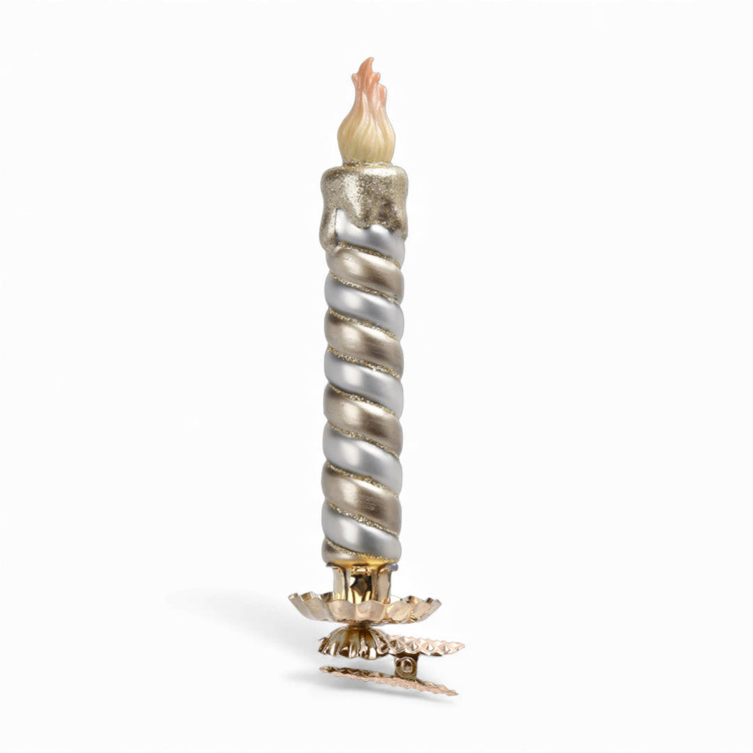 7in Gold/White Stripe Candlestick Clip