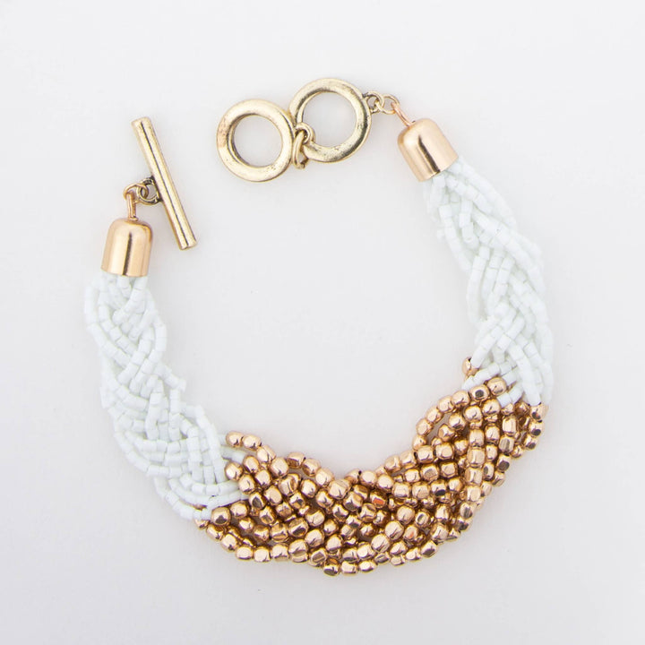 Camila Braided Two-Tone Seed Bead Toggle Bracelet