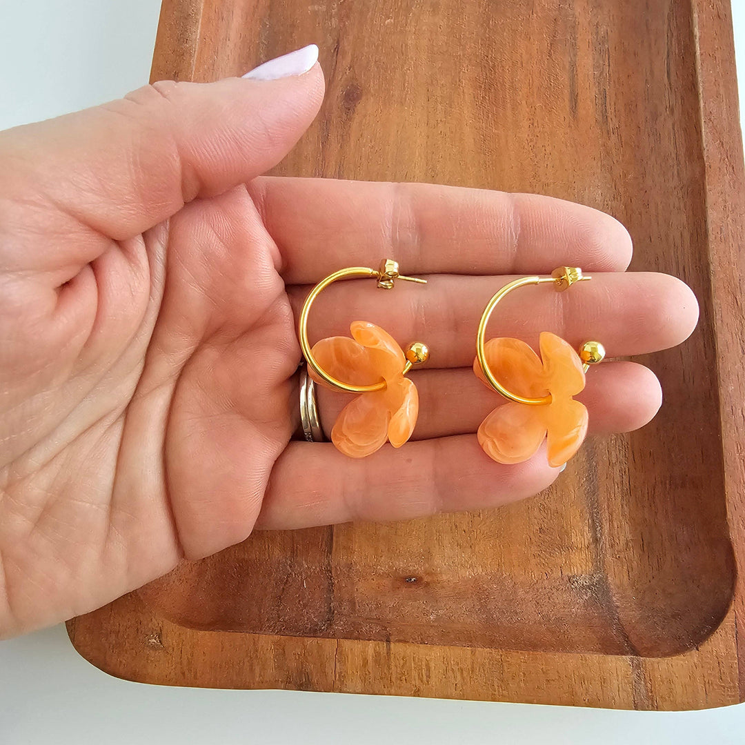 Primrose Hoop Earrings - Tangerine Orange