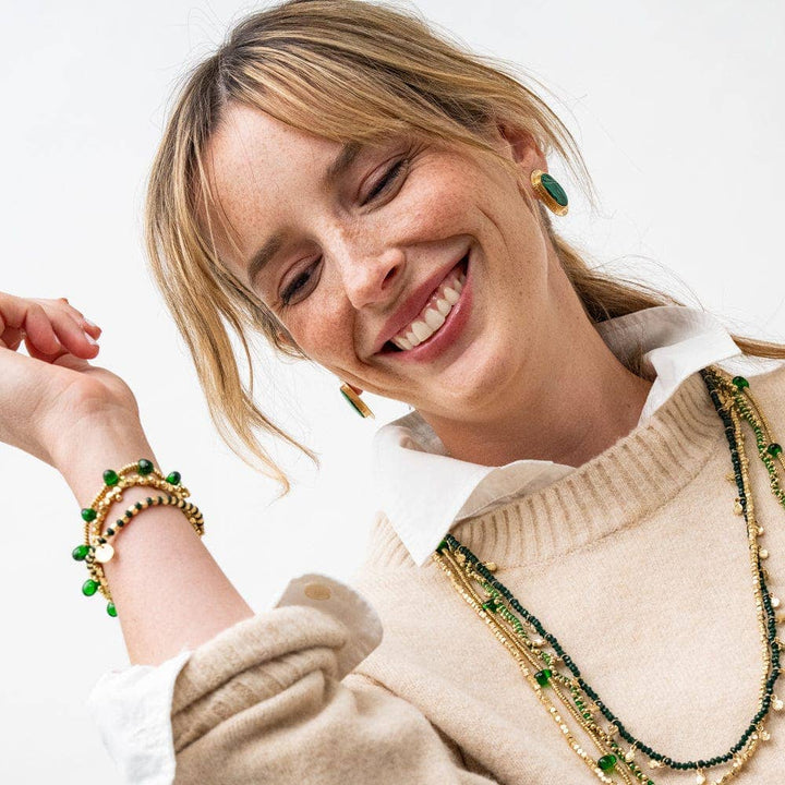 Kate Faceted Brass Beads Stretch Bracelet