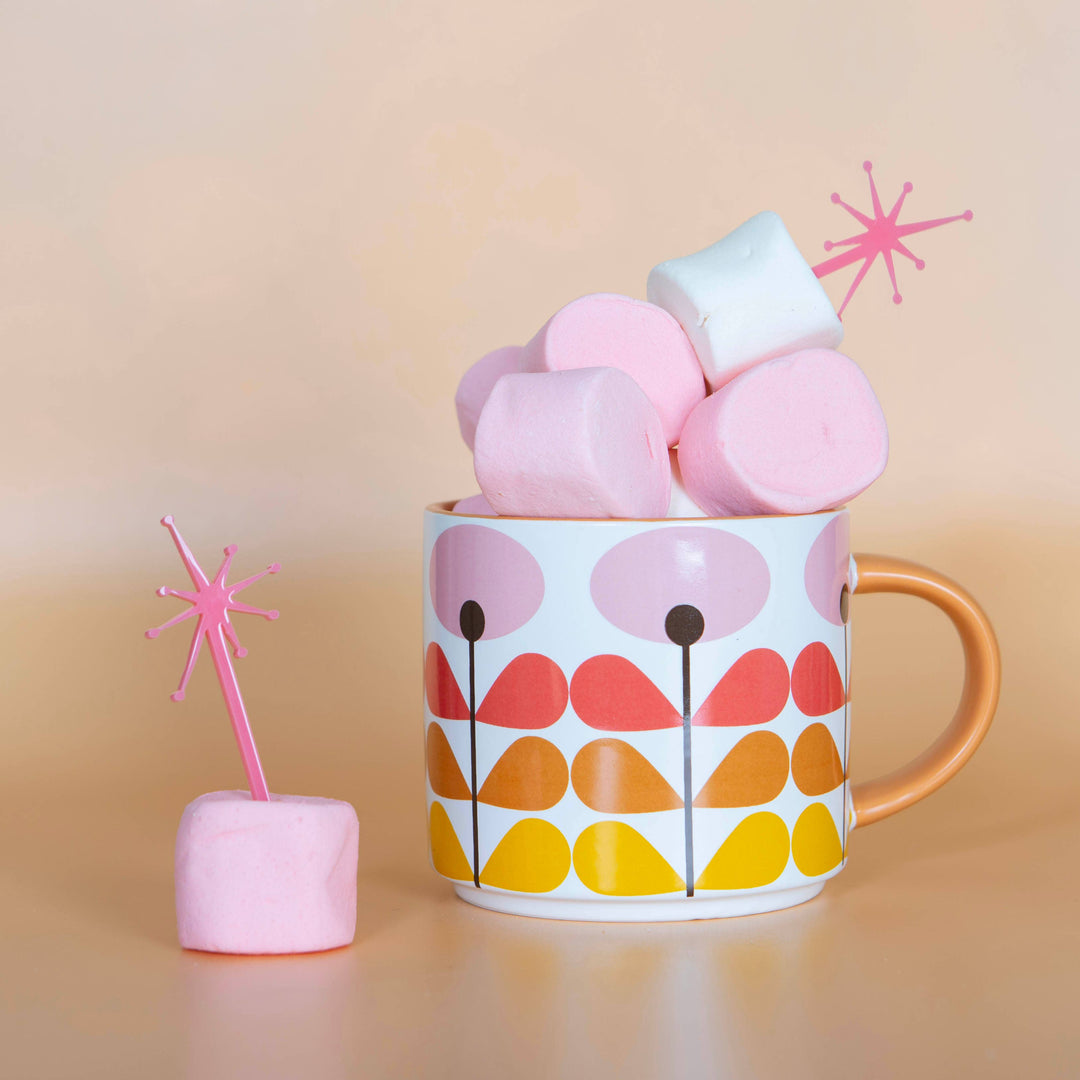 Pink Mid-Century Modern Flower Stackable Coffee Mug