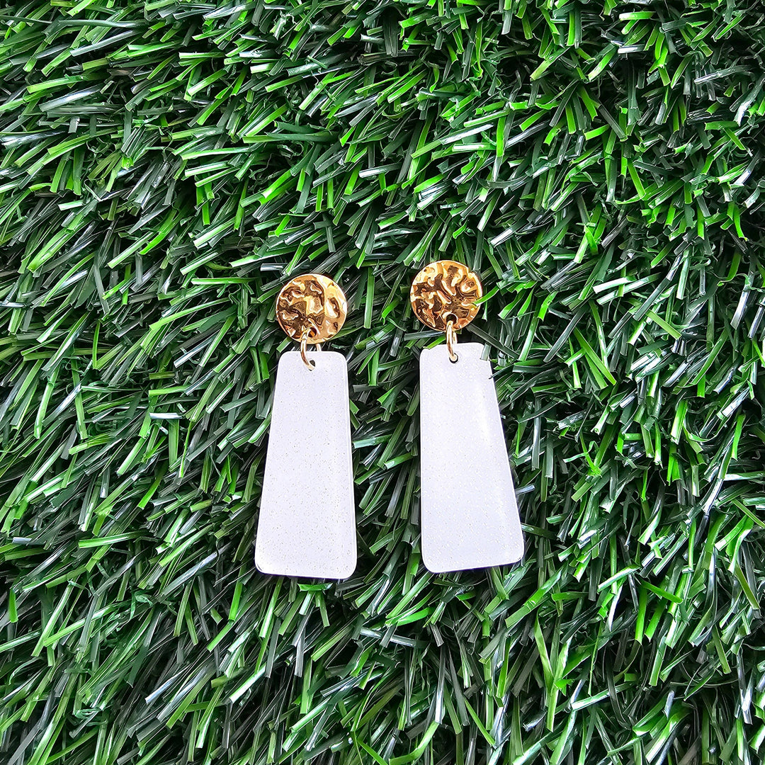 Mia Mini Earrings - White Glitter // Jewelry, Game Day