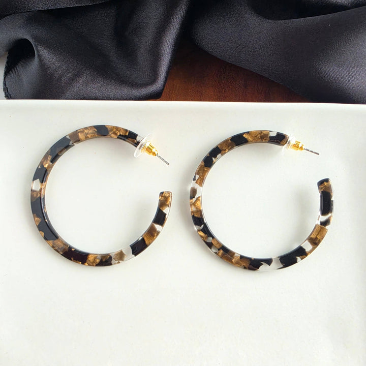 Cameron Hoop Earrings - Black & Bronze