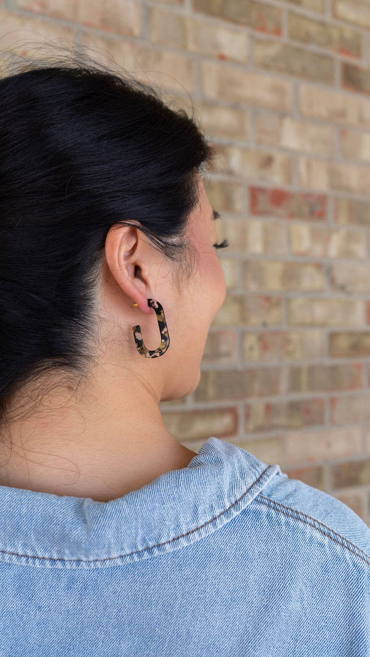 Jenna Hoop Earrings - Black & Bronze