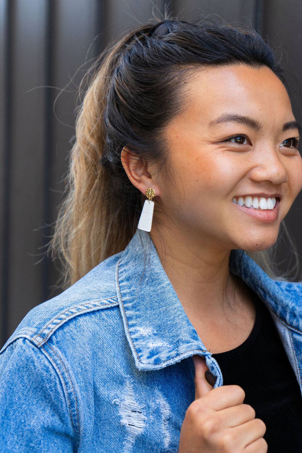 Mia Mini Earrings - White Glitter // Jewelry, Game Day