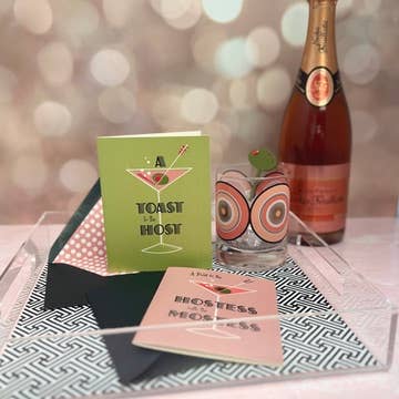 A Toast to the Host Mid Century Modern Martini & Olive Card