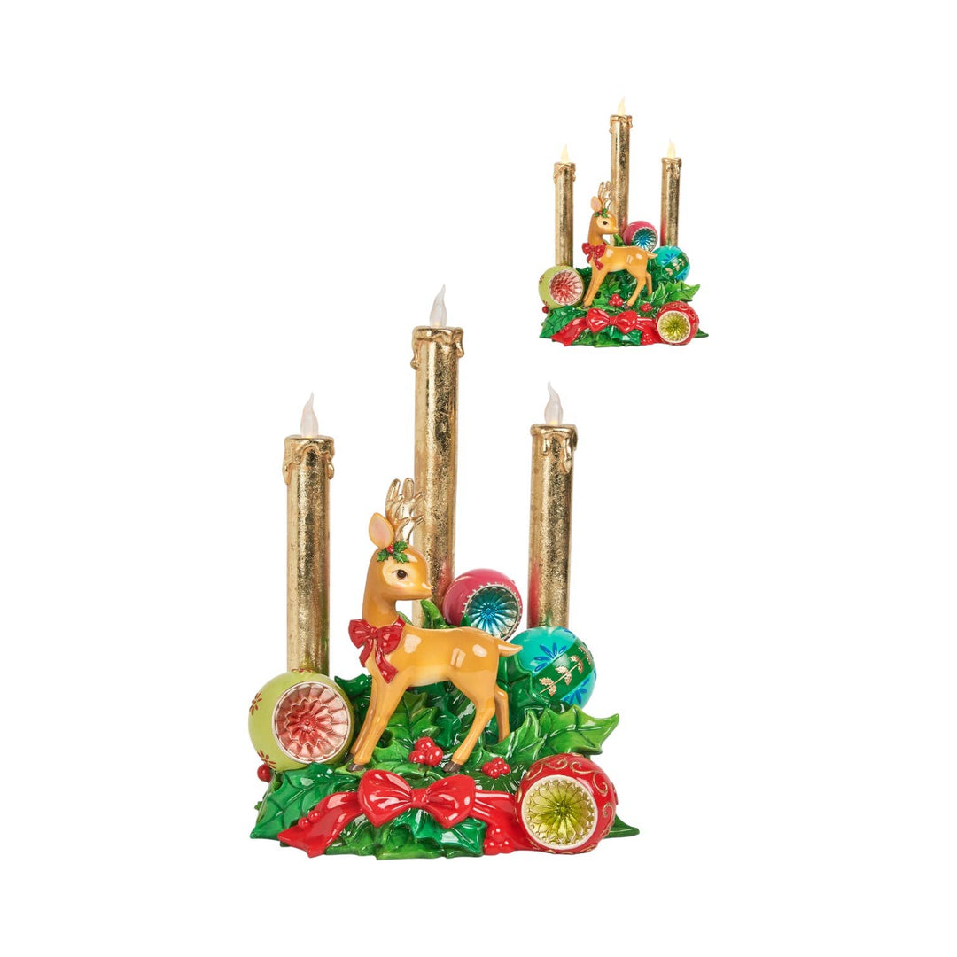 10.5in Vintage Deer/Baubles LED Candles