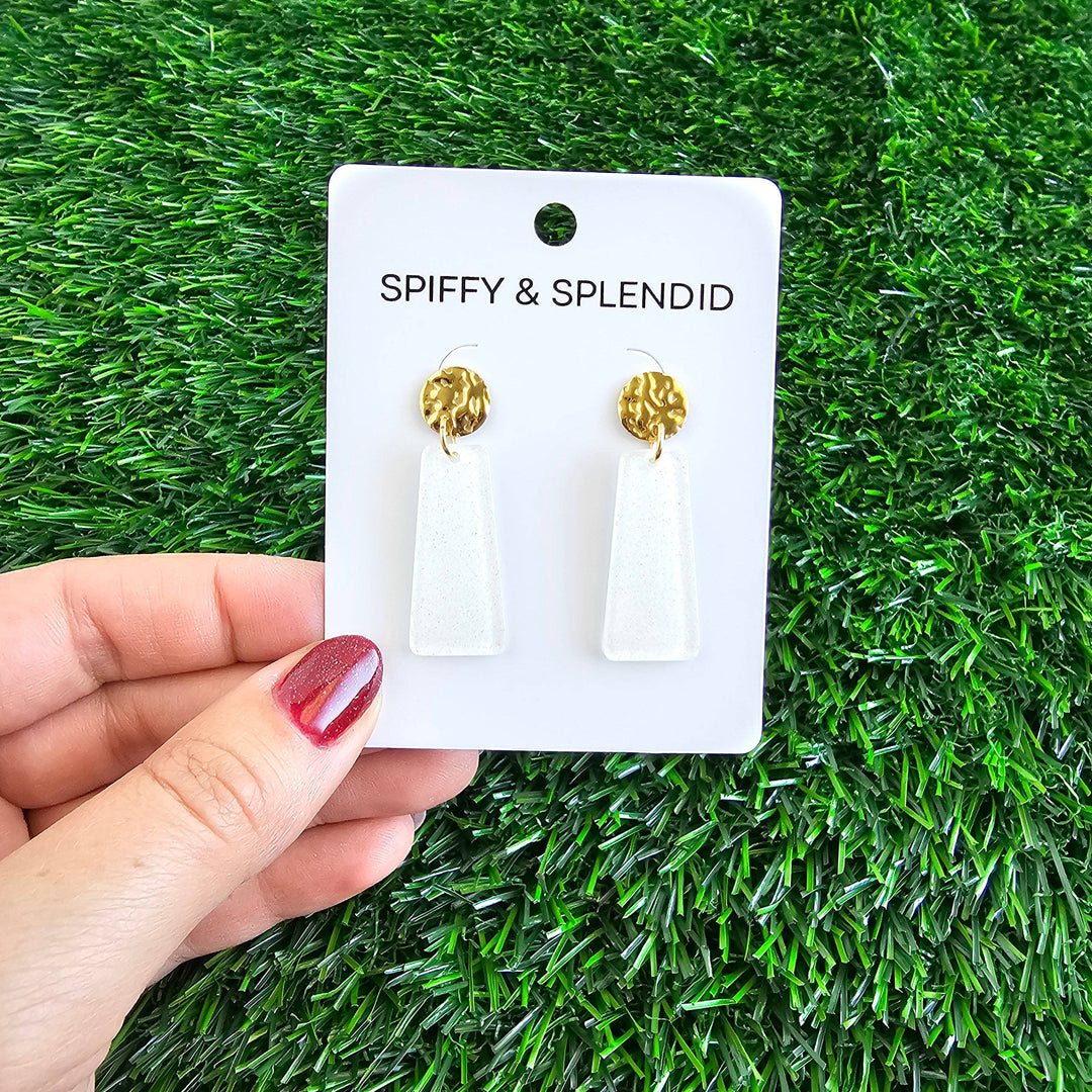 Mia Mini Earrings - White Glitter // Jewelry, Game Day