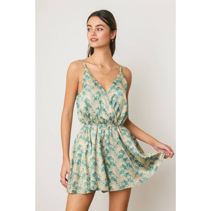 Conversational Deep Surplice Flared Romper