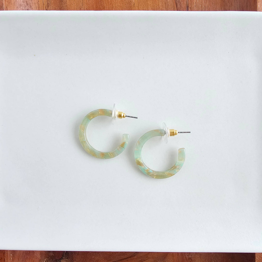 Cam Mini Hoop Earrings - Champagne Mint Earrings