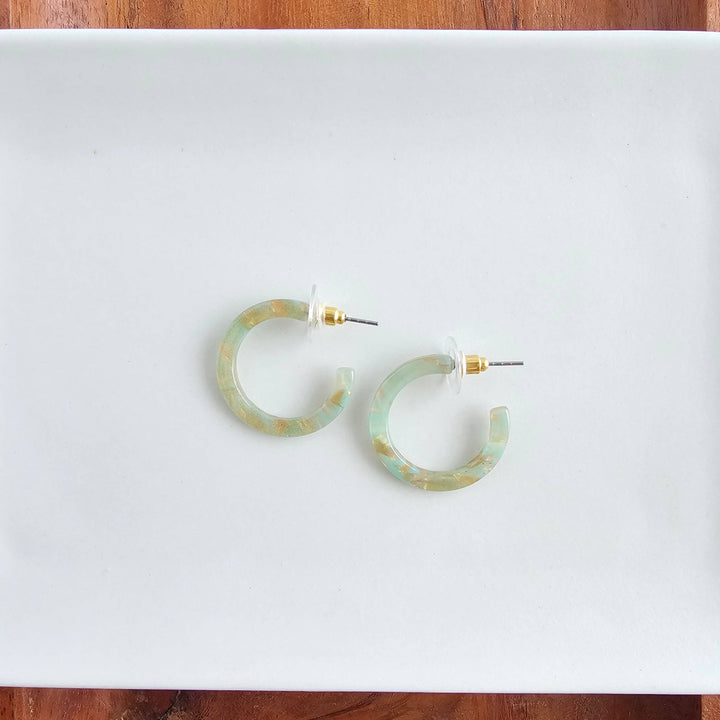 Cam Mini Hoop Earrings - Champagne Mint Earrings