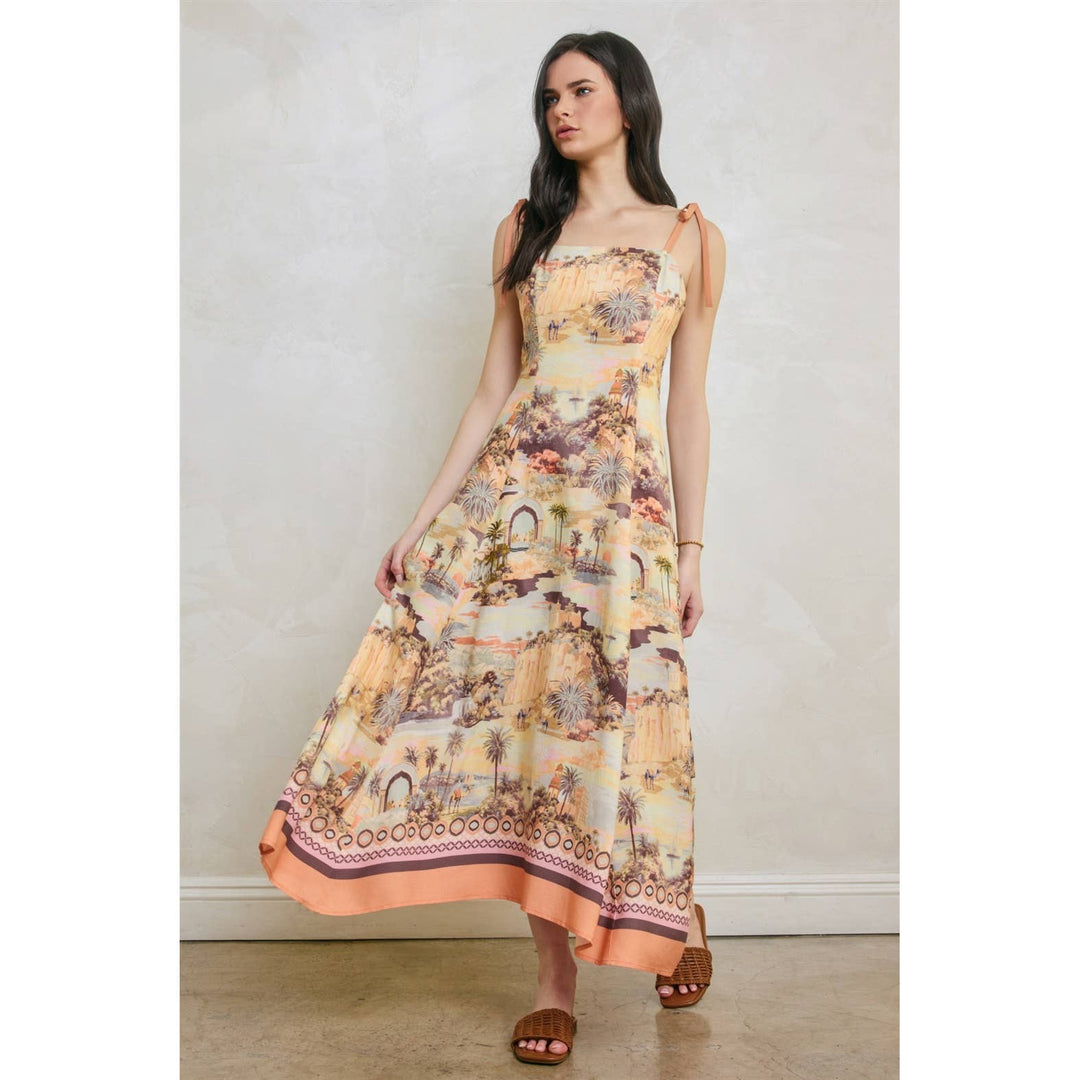 Rose Dusk Oasis Tie Shoulder Midi Dress