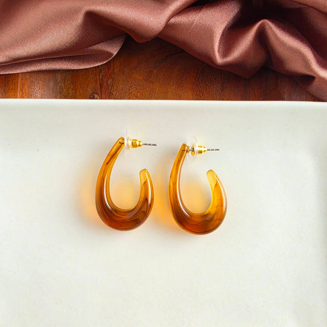 Julie Hoop Earrings - Amber