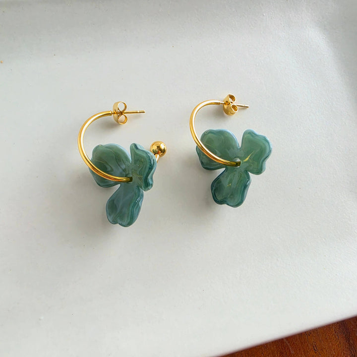 Magnolia Hoop Earrings - Alpine Green