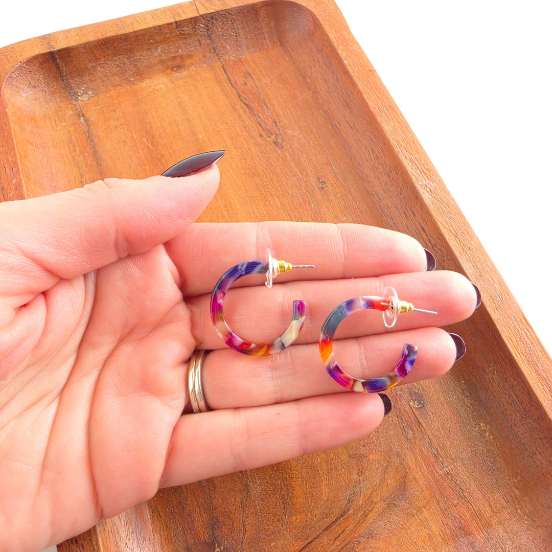 Cam Mini Hoop Earrings - Jewel Stained Glass