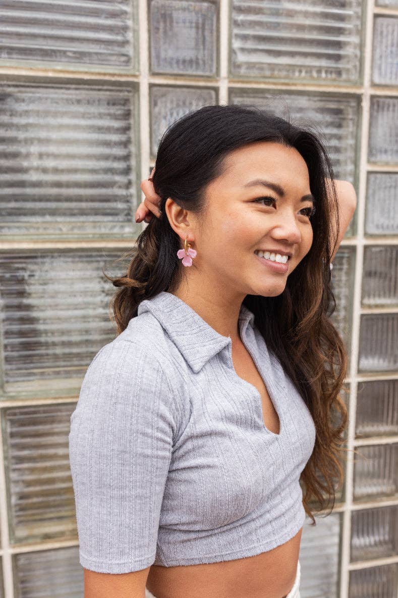 Magnolia Hoop Earrings - Pink