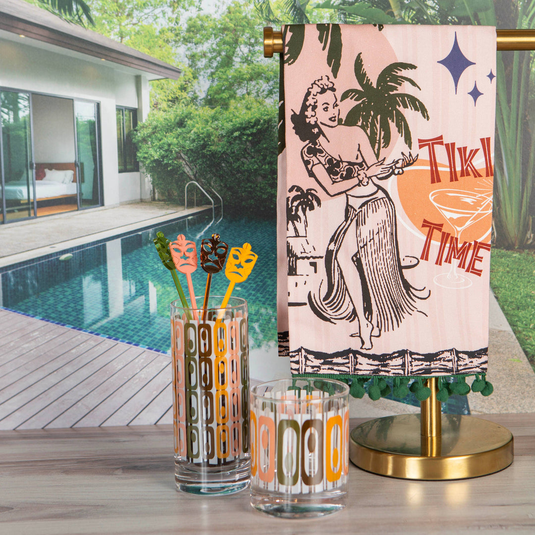 Tiki Mid Century Modern Vintage Whiskey Rocks Cocktail Glass