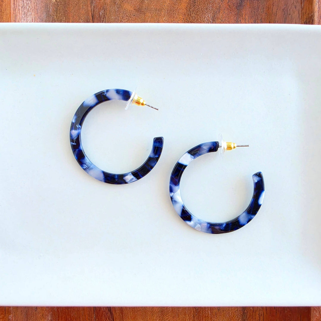 Camy Hoop Earrings - Midnight Marble