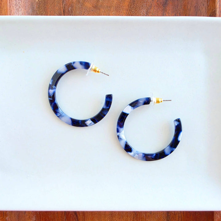 Camy Hoop Earrings - Midnight Marble