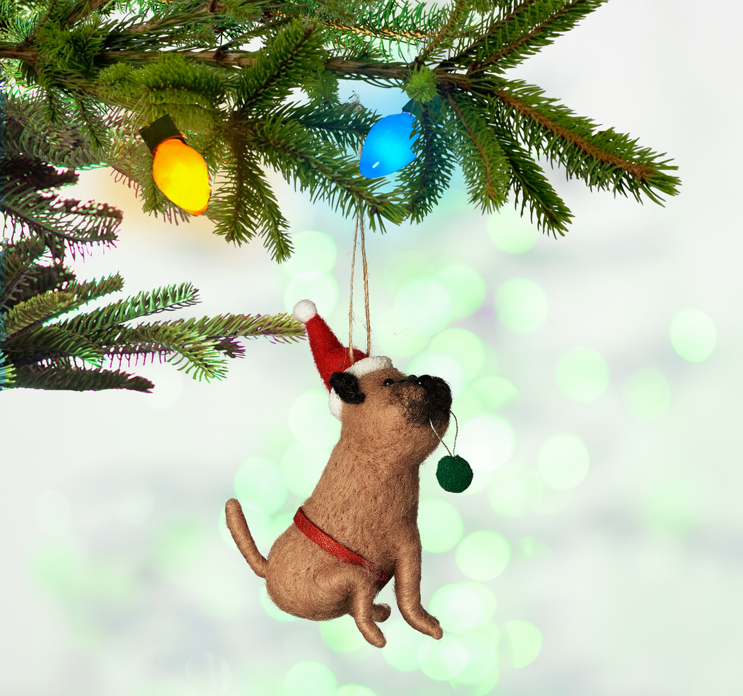Christmas Dogs Ornament Wool