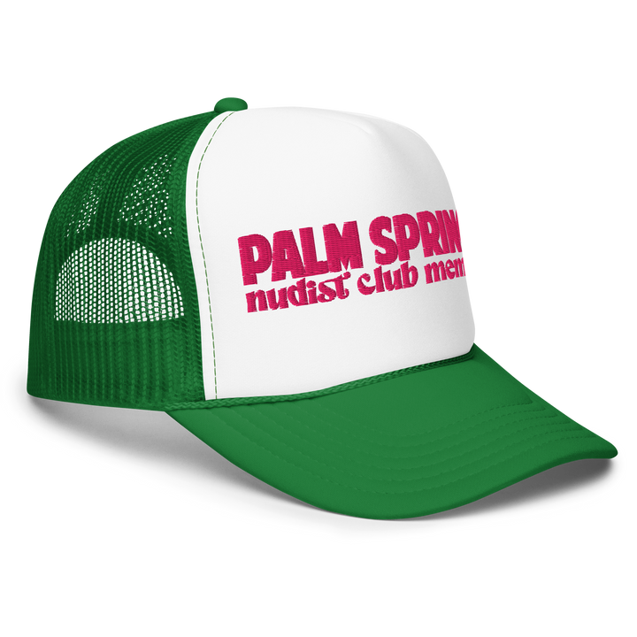 Palm Springs Nudist Club Trucker Hat Green & Pink