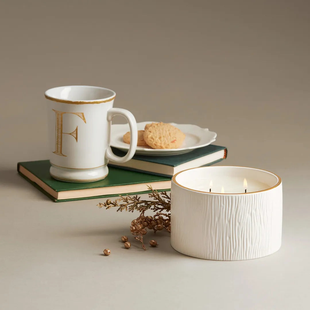 Frasier Fir Gilded Ceramic Poured Candle, 3-wick