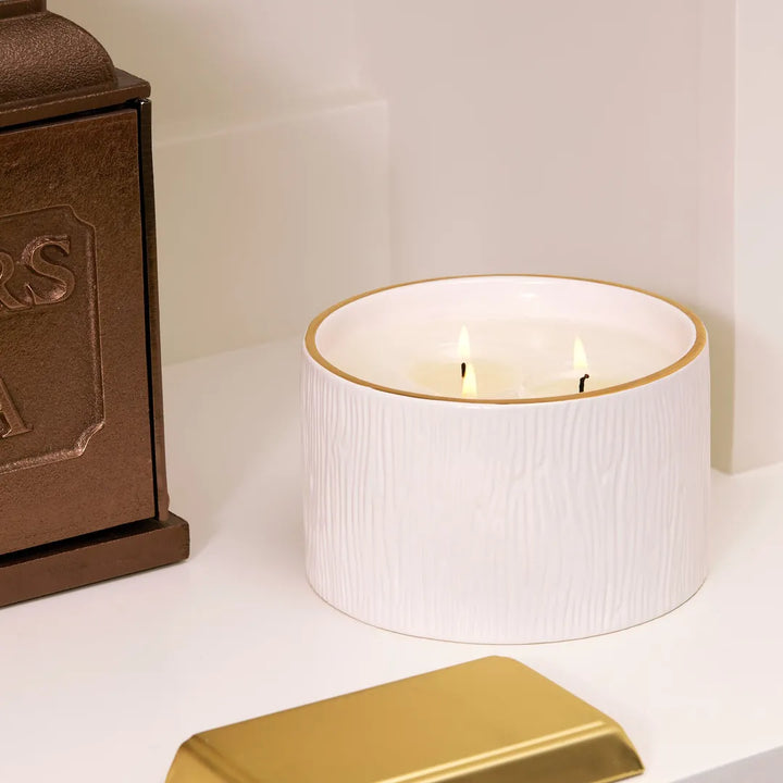 Frasier Fir Gilded Ceramic Poured Candle, 3-wick