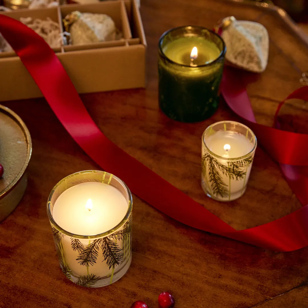Frasier Fir Votive Candle, Pine Needle Design