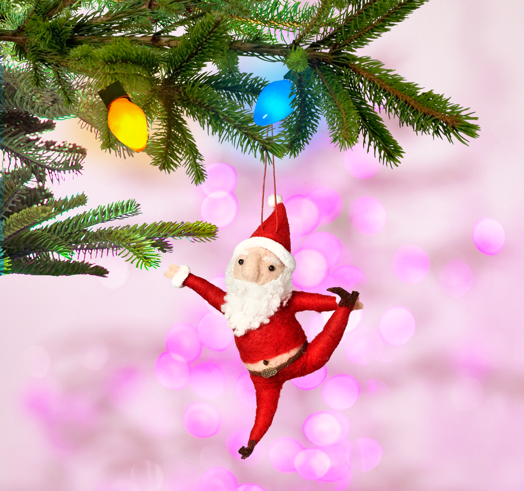 Yoga Santa Ornament Wool