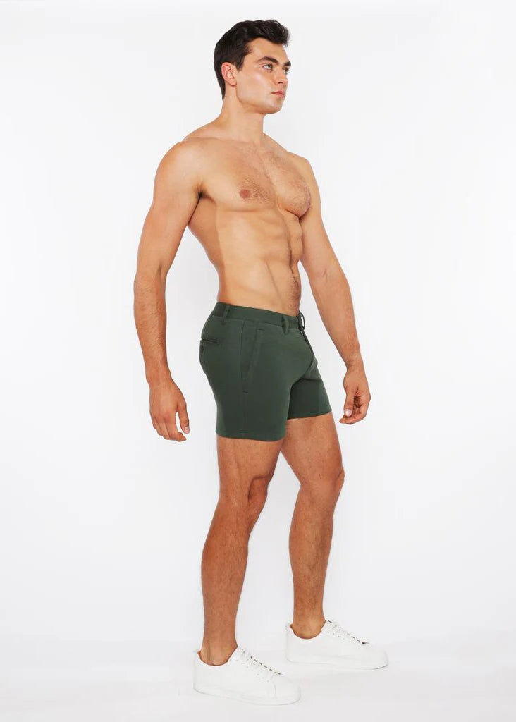 Pine 5" Inseam Textured Stretch Knit Chino Shorts W/ Zip Pockets St-1986-09