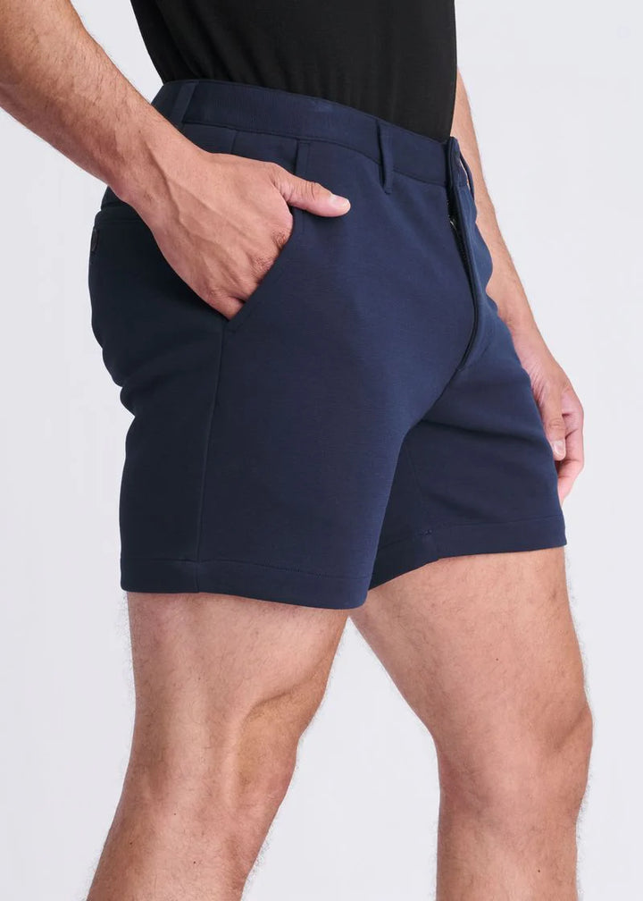Navy 6" Inseam Textured Stretch Knit Chino Shorts PM-2542