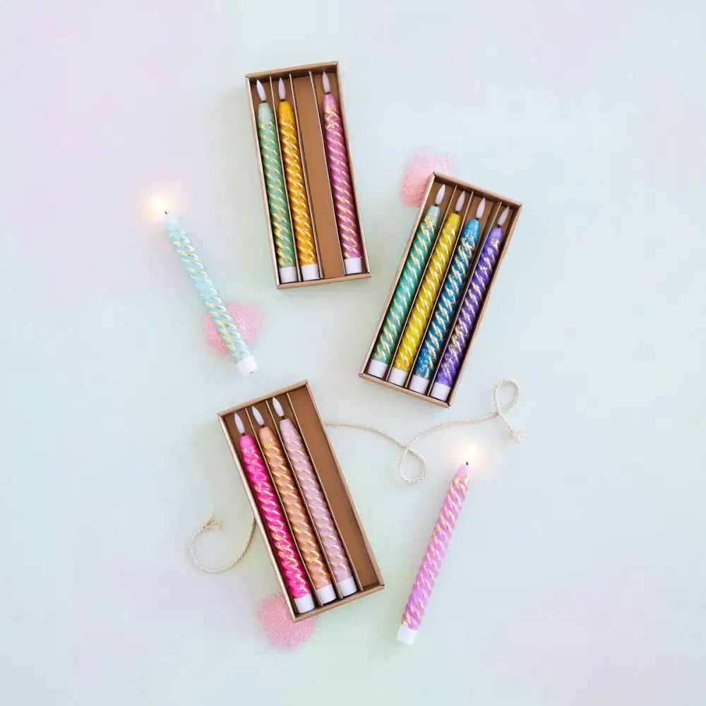 Swirl Rainbow Candle, Assorted Set of 4