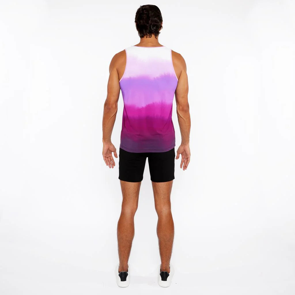 Fuchsia Gradient Printed Stretch Mesh Tank Top St-11138