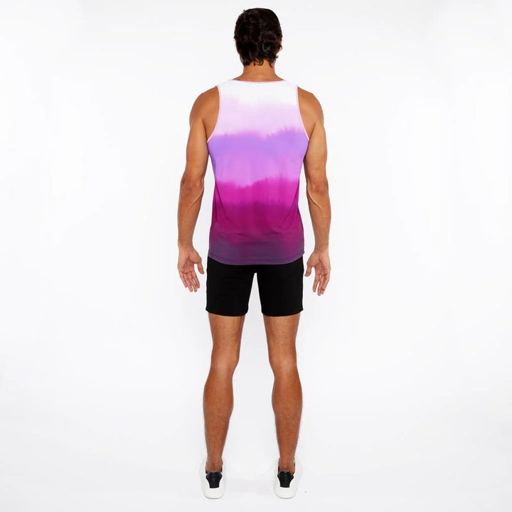 Fuchsia Gradient Printed Stretch Mesh Tank Top St-11138